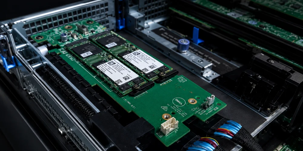 Close-up of NVIDIA A100 GPU within a server, highlighting its design and capabilities for intensive processing